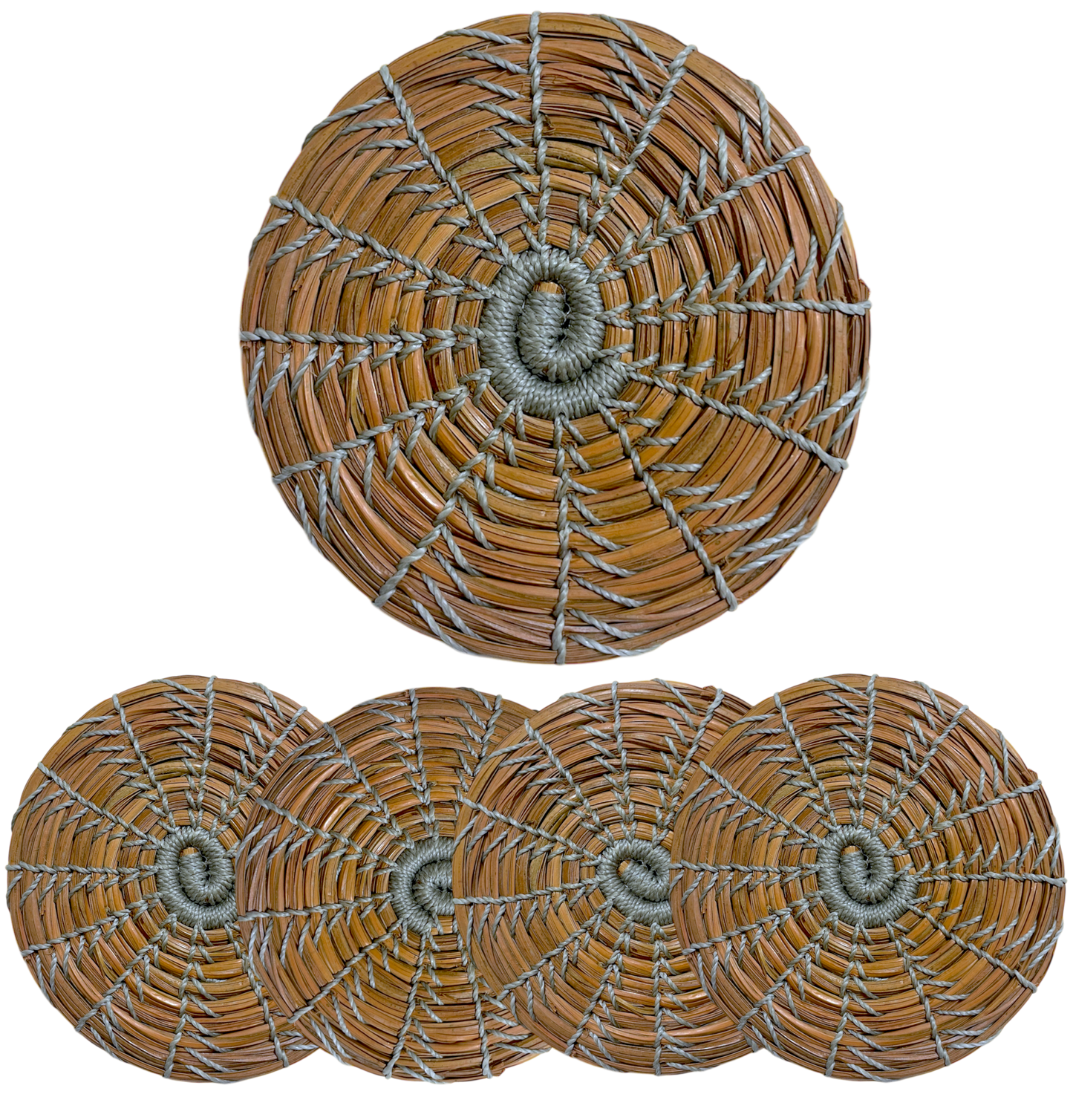 Coaster Ø10, pine needles. Light gray (4 pieces)