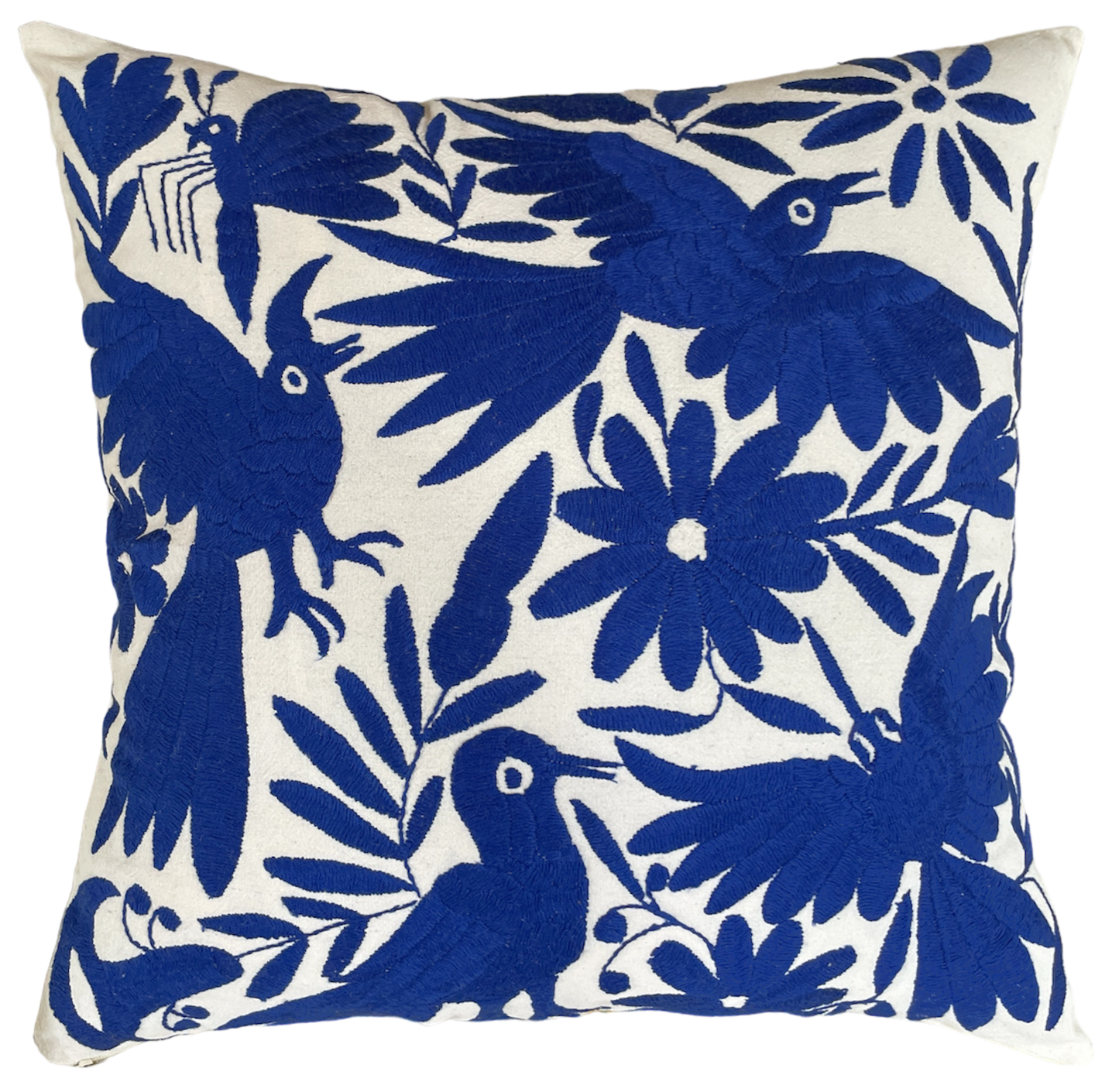 Housse de coussin brodée, le quatuor, bleue roi
