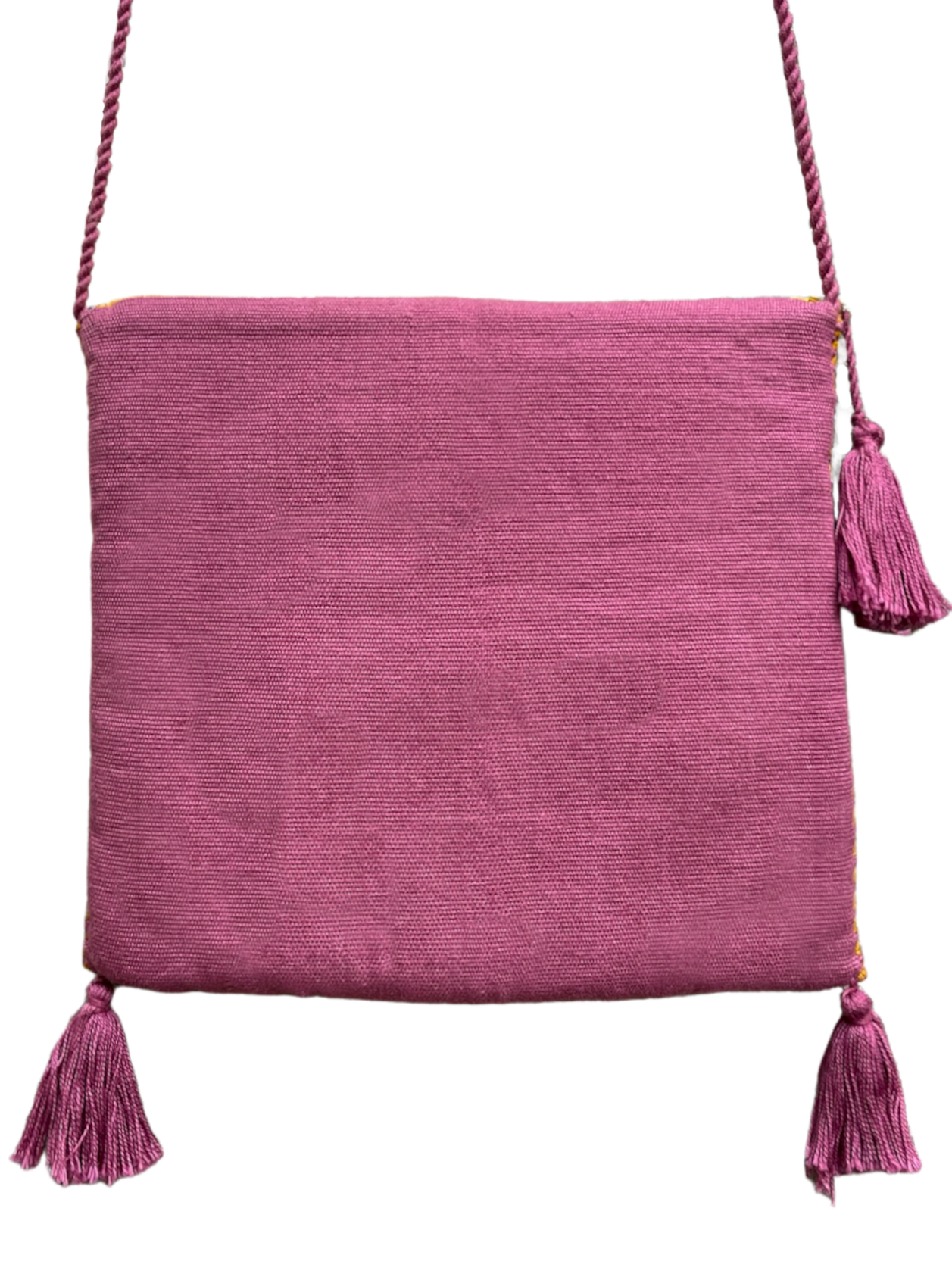 Pochette Tzotzil rembourrée, ocre et violette, 19cm x 16,5cm