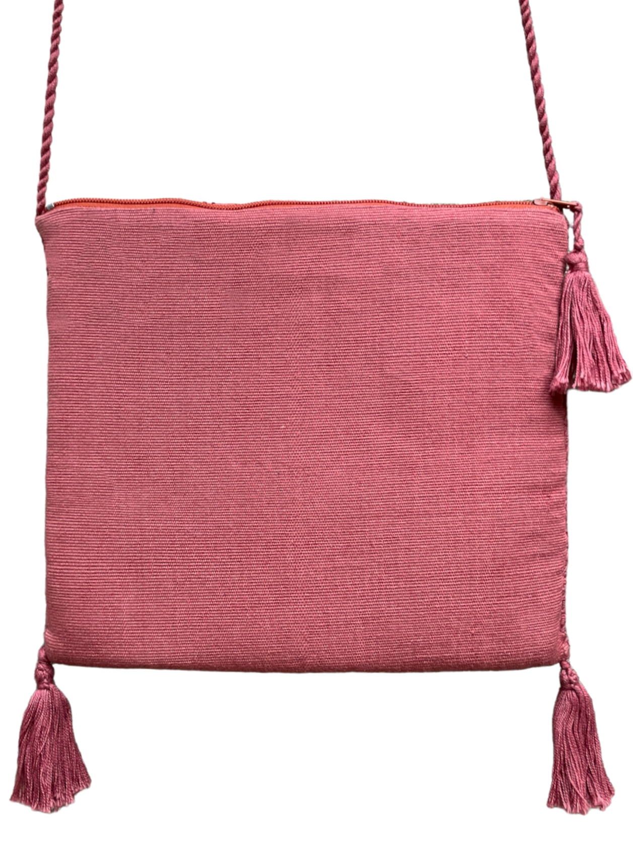 Pochette Tzotzil rembourrée, rouge et rose, 19cm x 16,5cm