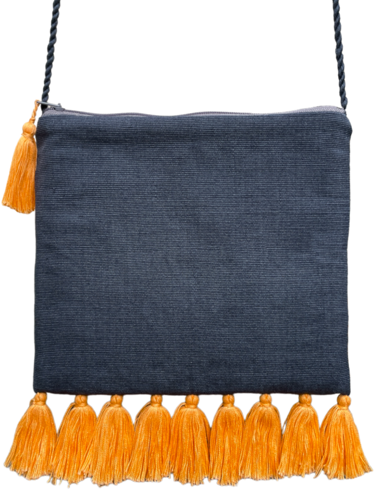 Pochette Tzotzil rembourrée, bleue et orange, 19cm x 16,5cm
