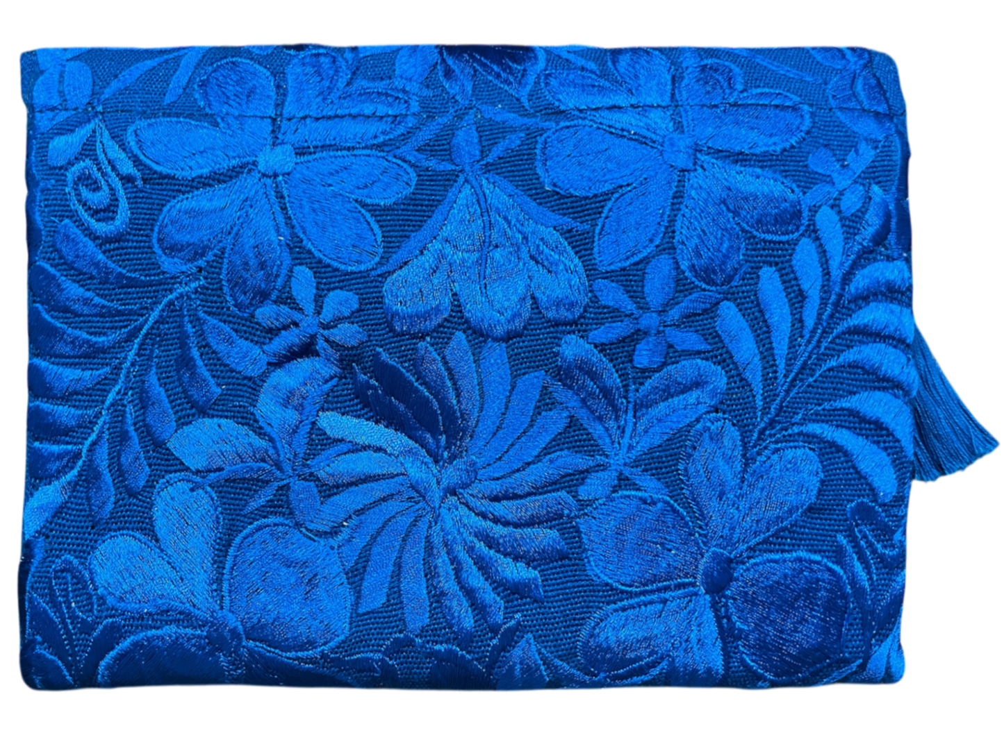Embroidered floral clutch, royal blue
