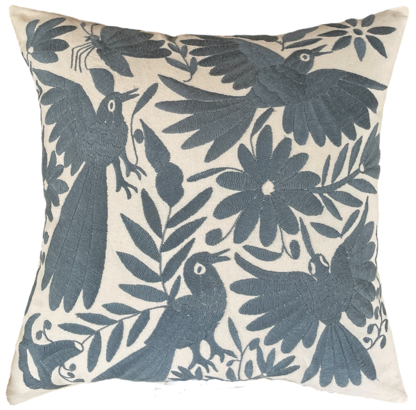 Housse de coussin brodée, le quatuor, gris souris