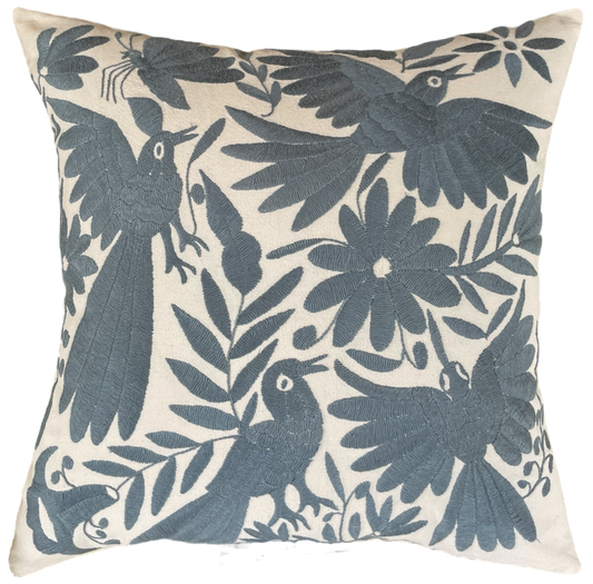 Housse de coussin brodée, le quatuor, gris souris