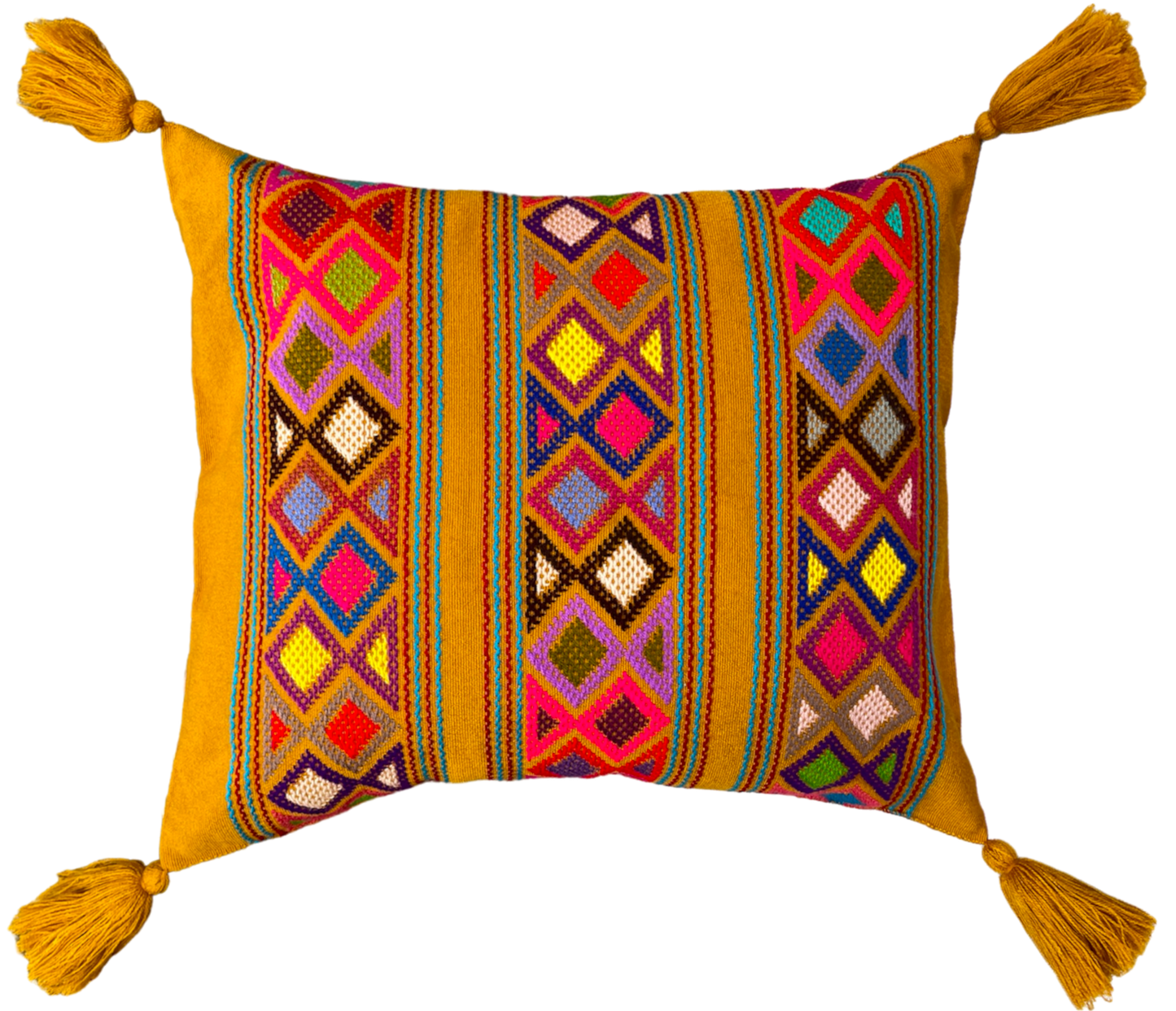 Housse de coussin tissée TZOTZIL, l'ocre jaune, 48Lx43l