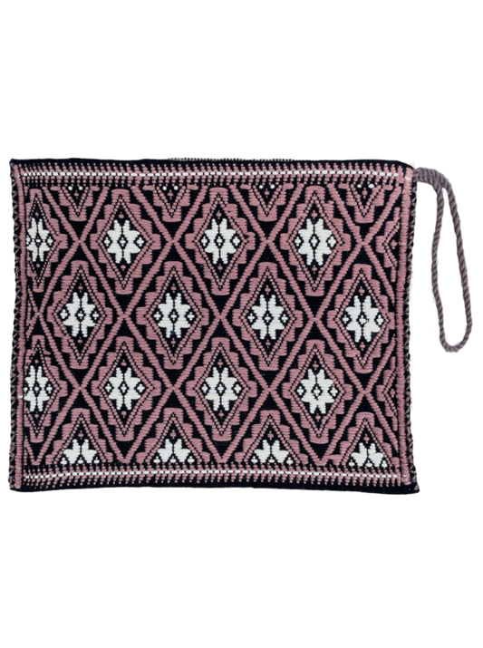 Pochette Tzotzil, noire et grise, 20cm x 16cm