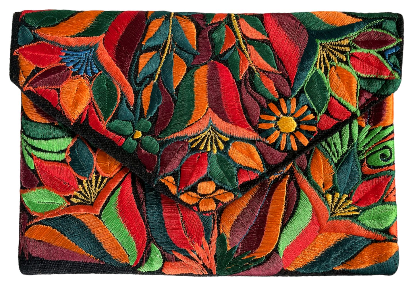 Embroidered floral clutch, multicolor